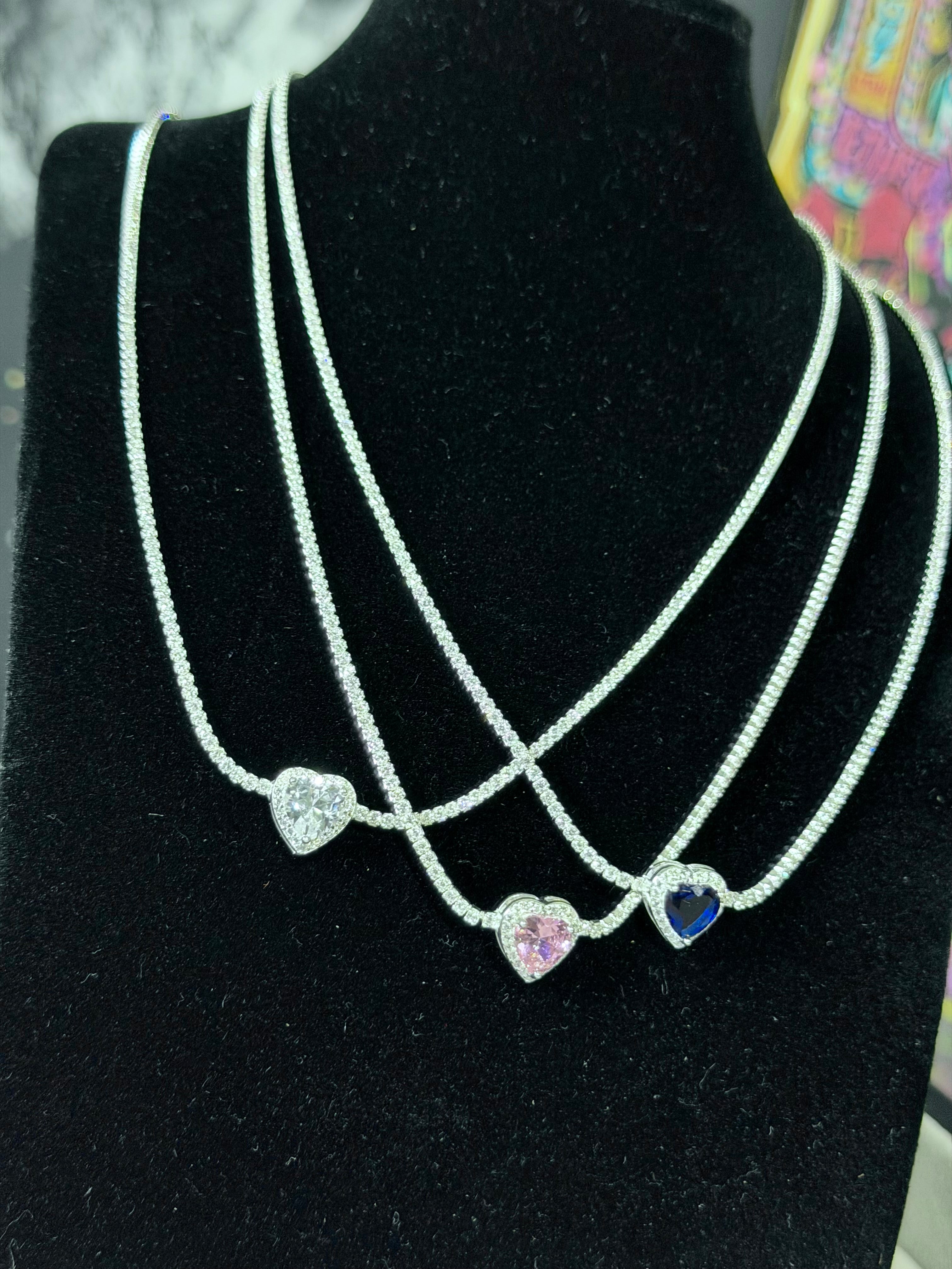 Collar Tennis Corazon Plata .925