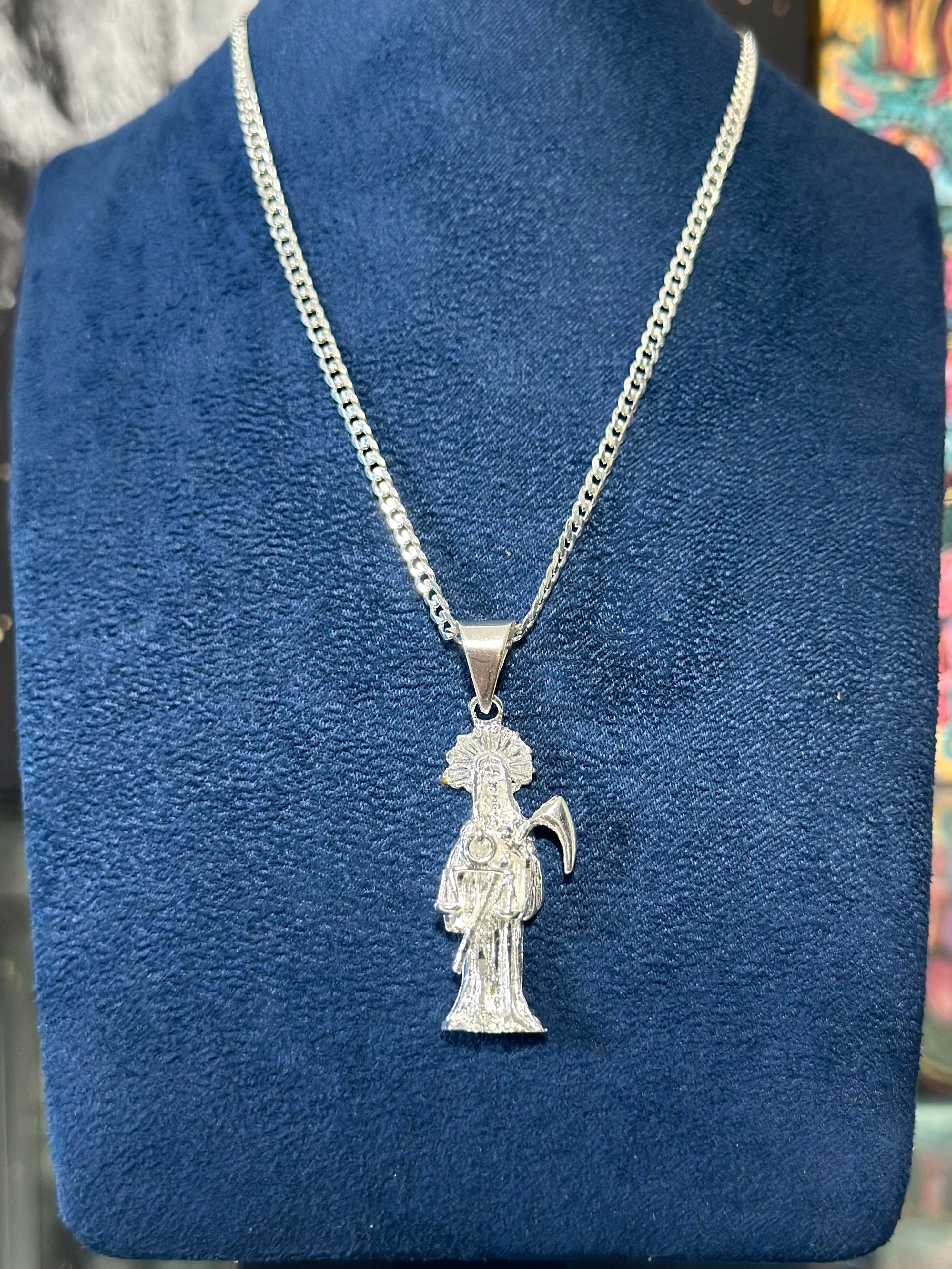 Dije Santa Muerte Baguette Chica Plata .925