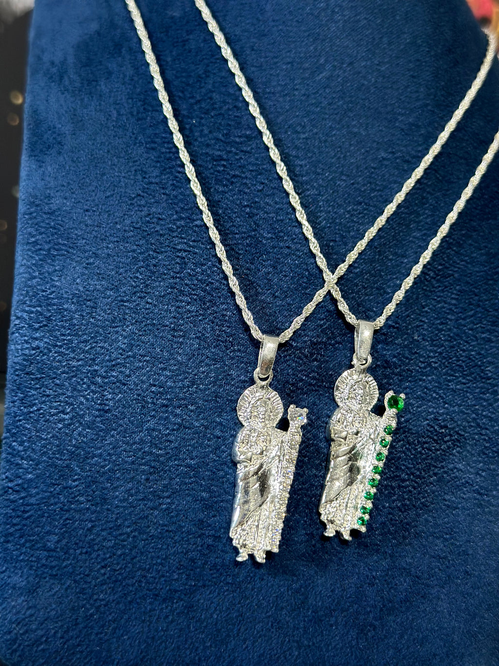 Dije San Judas Bastón Plata .925