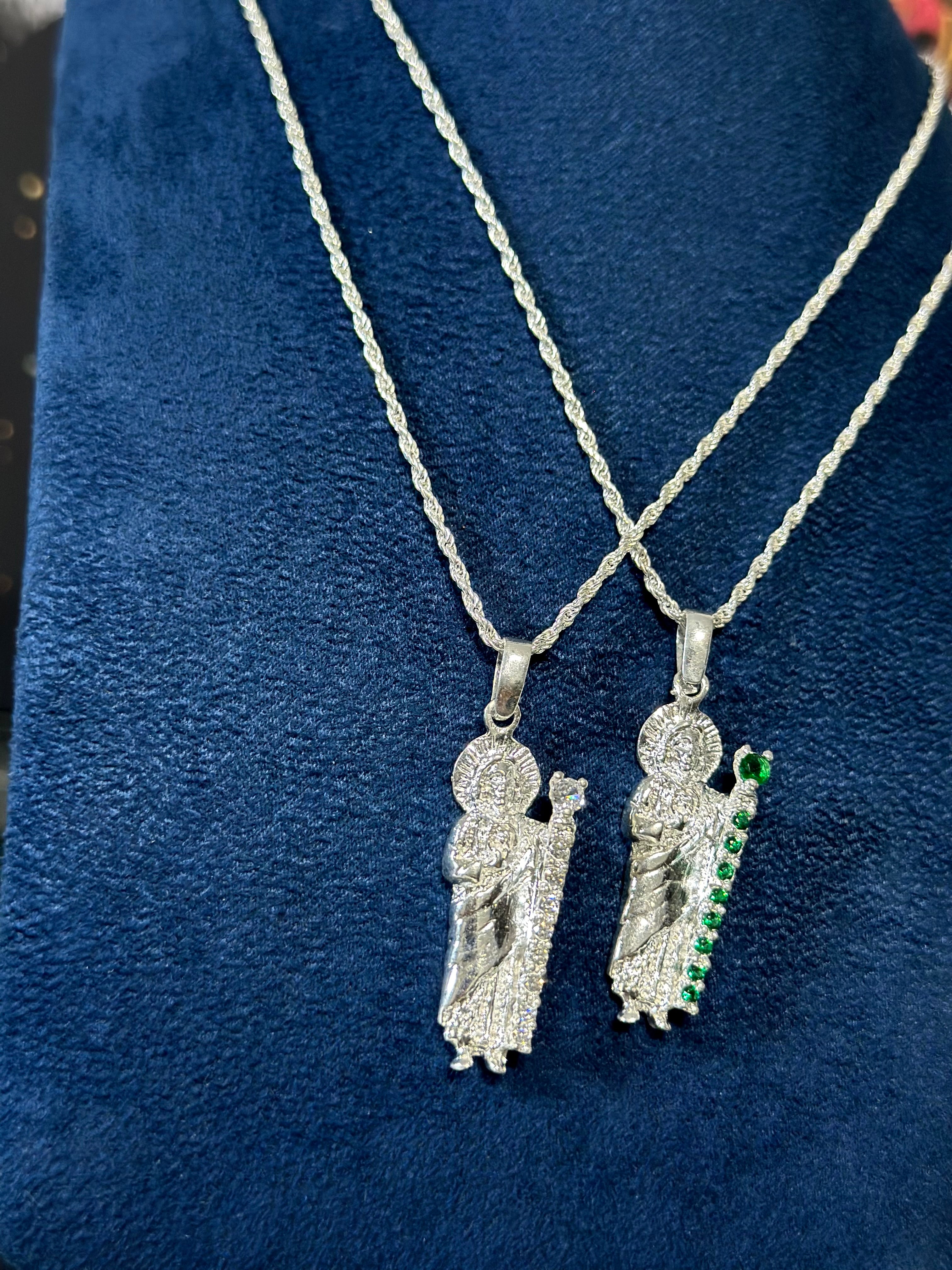 Dije San Judas Bastón Plata .925