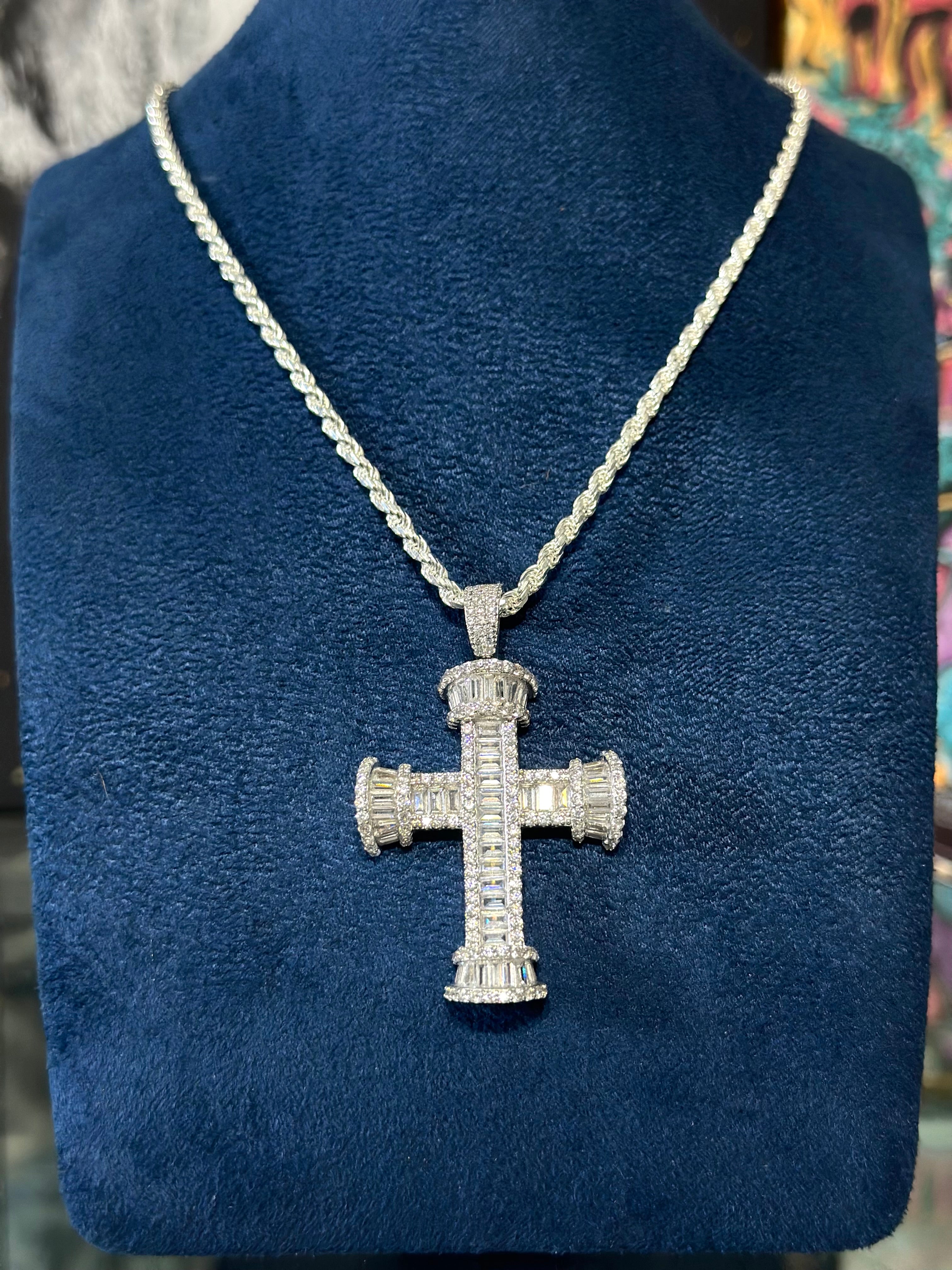 Dije Cruz Baguette Plata .925