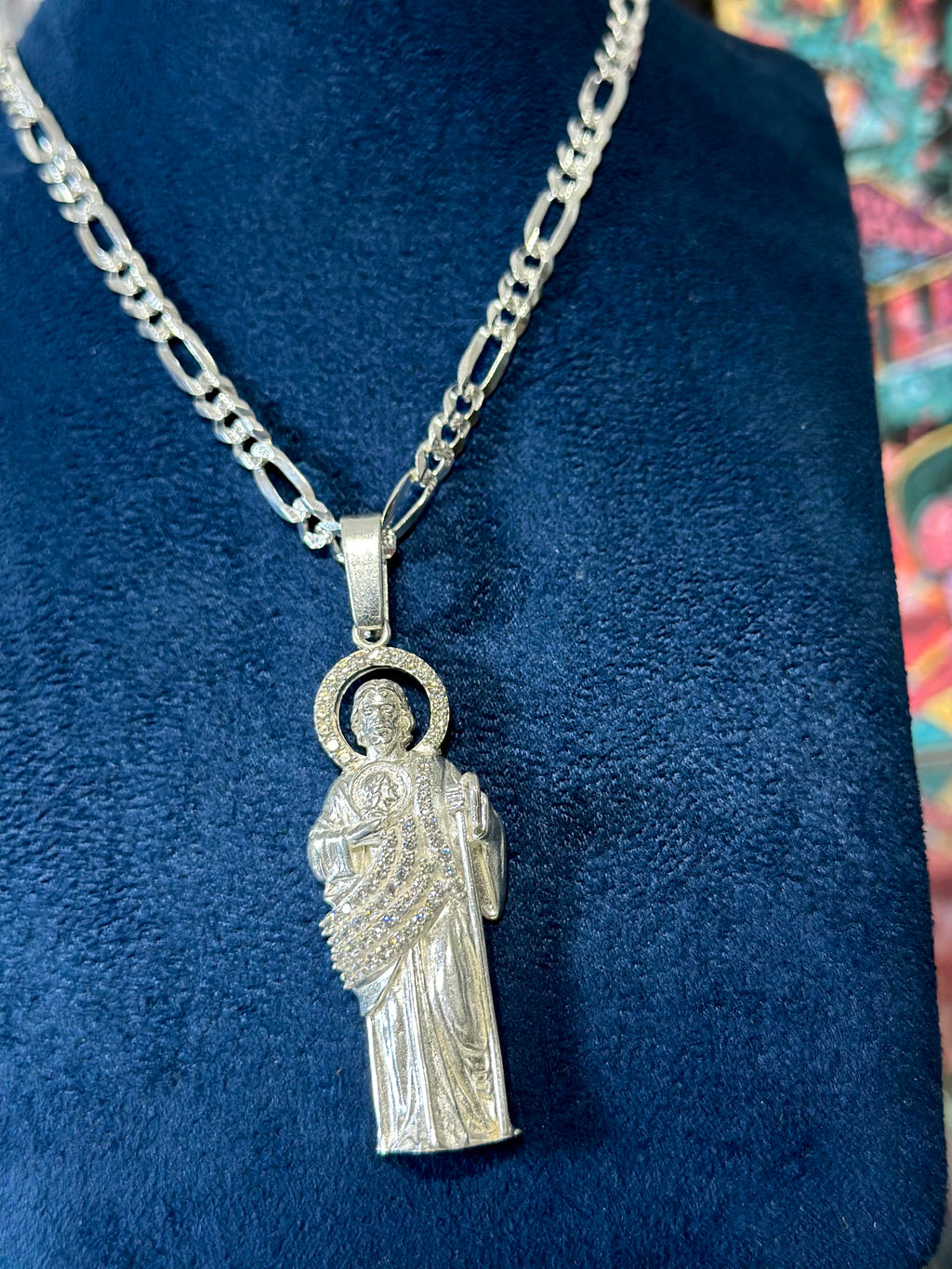 Dije San Judas Manto Blanco Plata .925