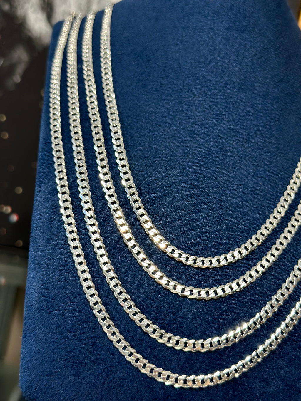 Cadena Cubana Lisa 4mm Plata .925