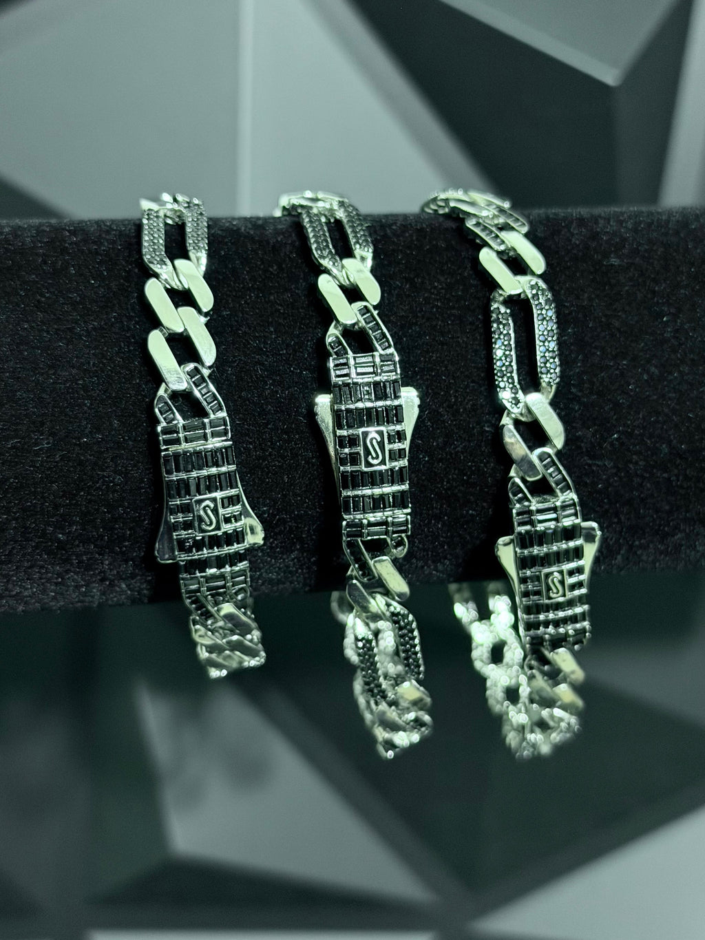 Pulsera Monaco Cartier 8mm Negra Plata .925