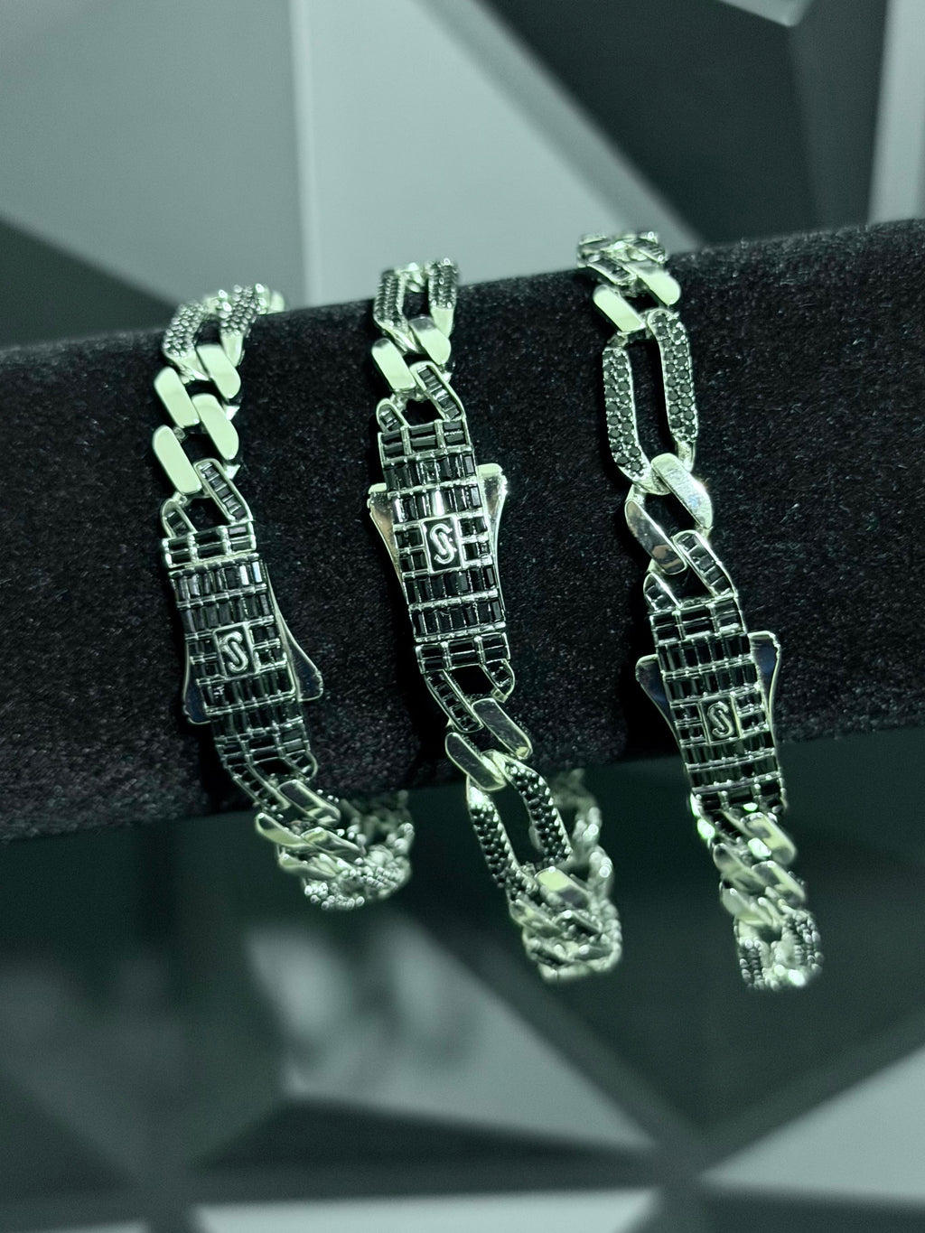 Pulsera Monaco Cartier 8mm Negra Plata .925