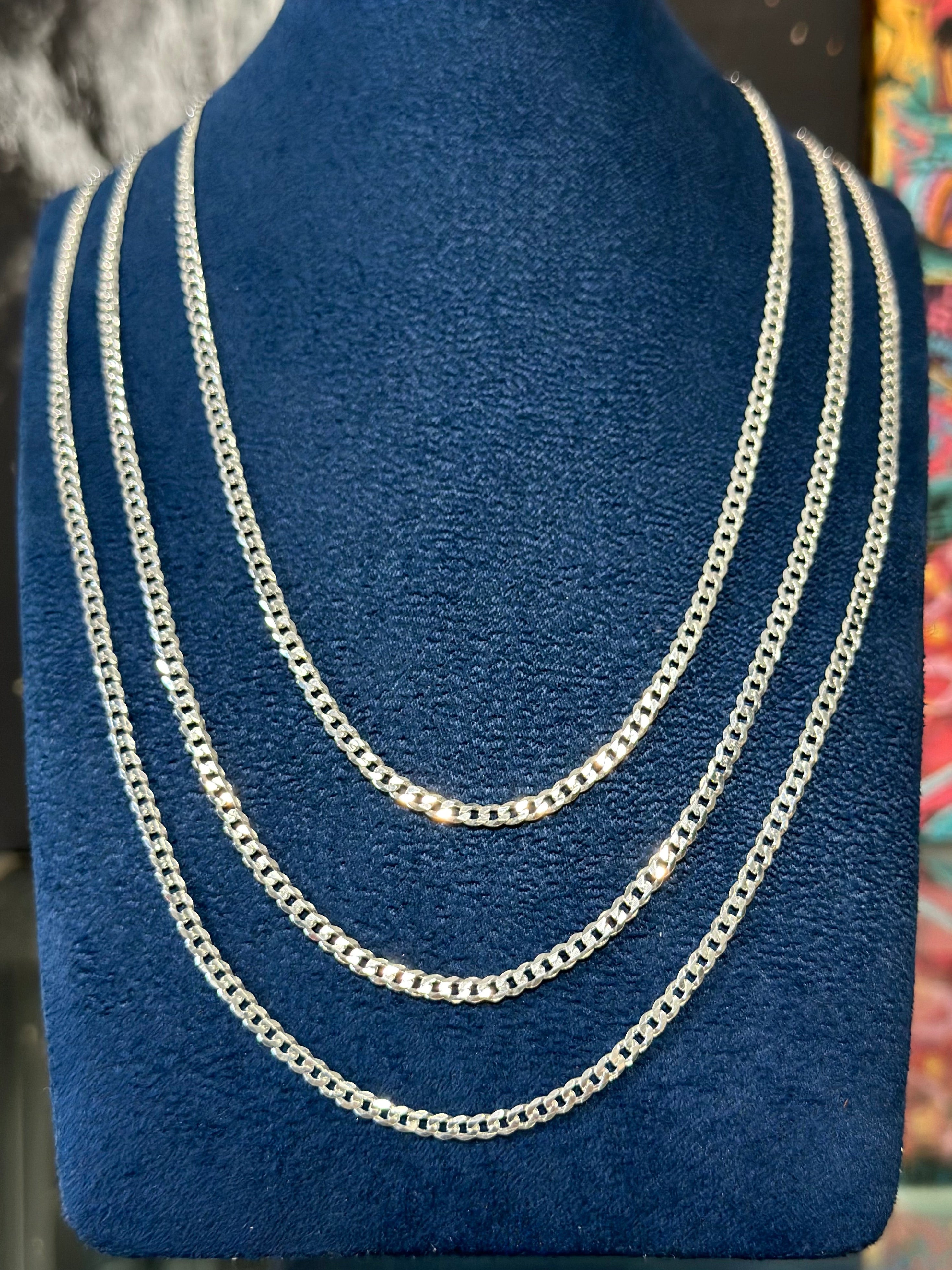 Cadena Cubana Lisa 3.5mm Plata .925