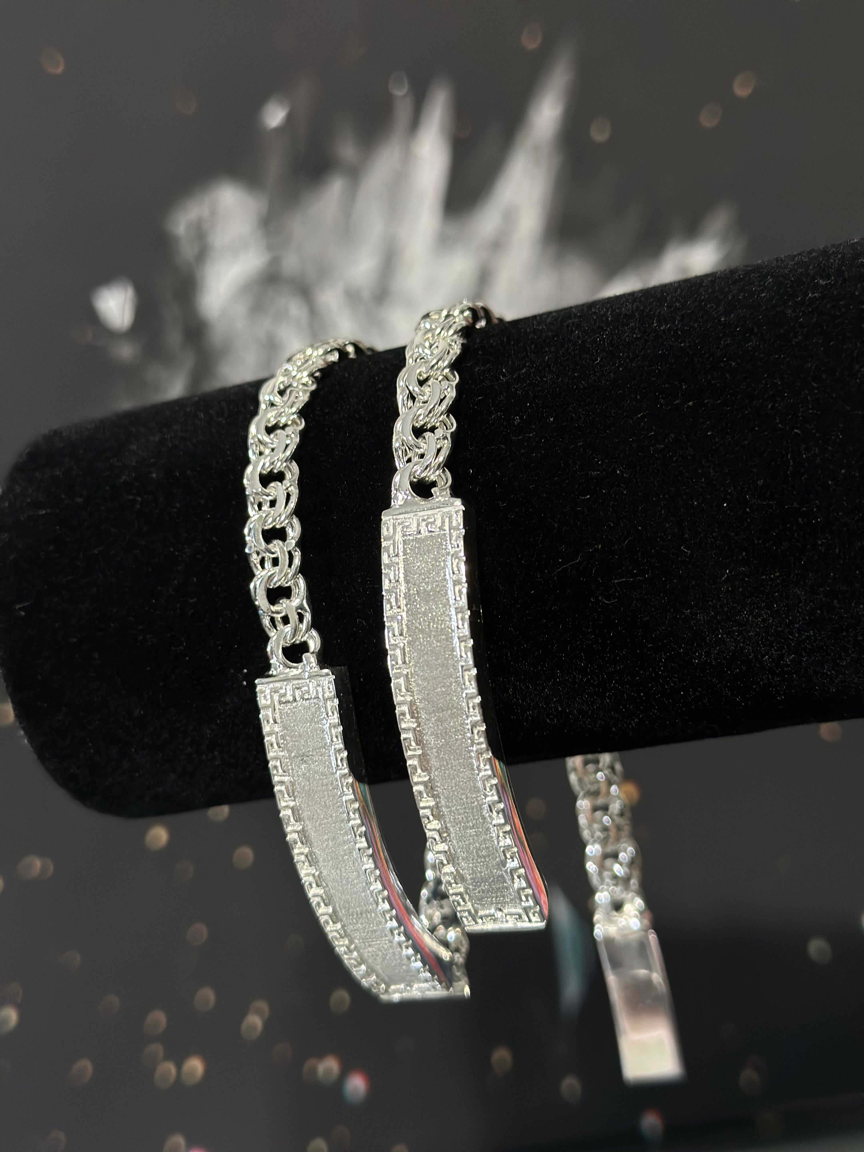 Esclava Tejido Chino con Placa Plata .925