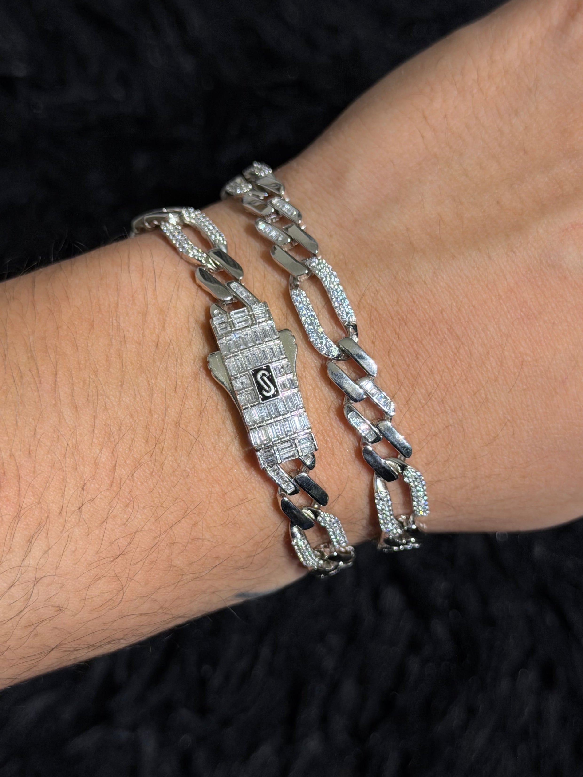 Pulsera Monaco Cartier 8mm Baguette Plata .925