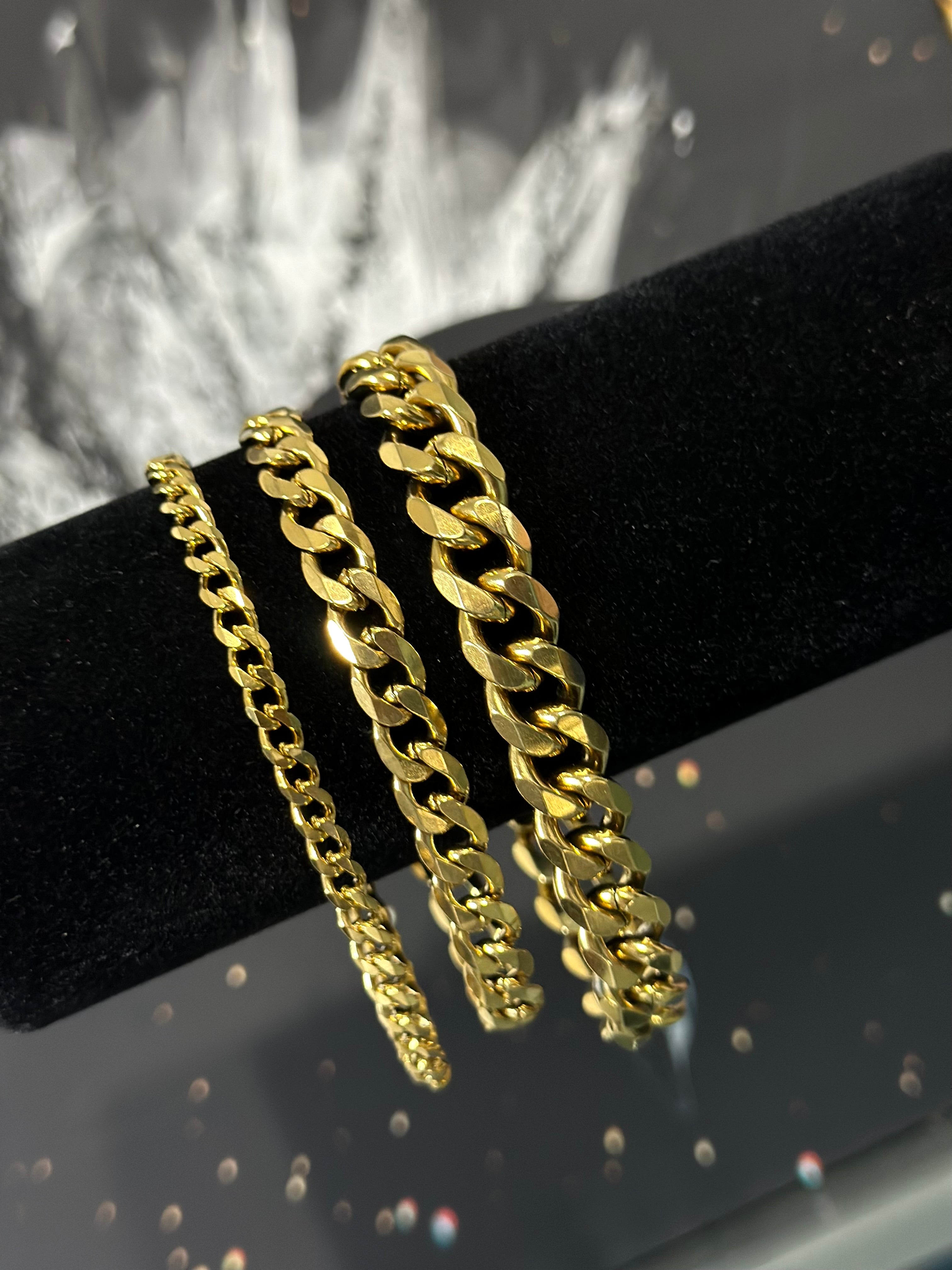 Pulsera Cubana Dorada Acero