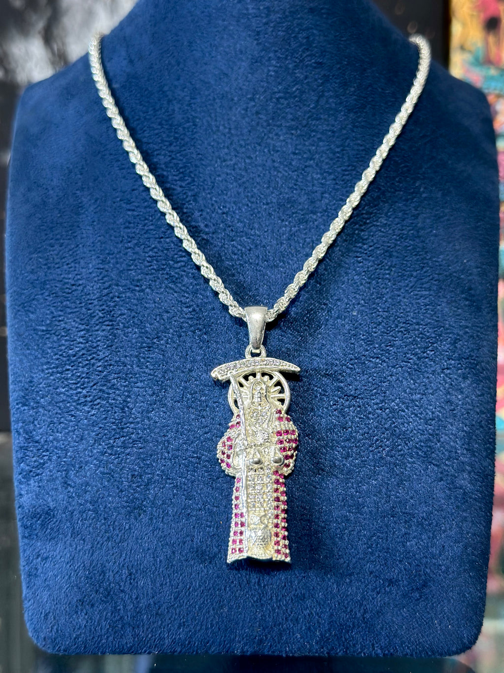 Dije Santa Muerte Violeta Plata .925