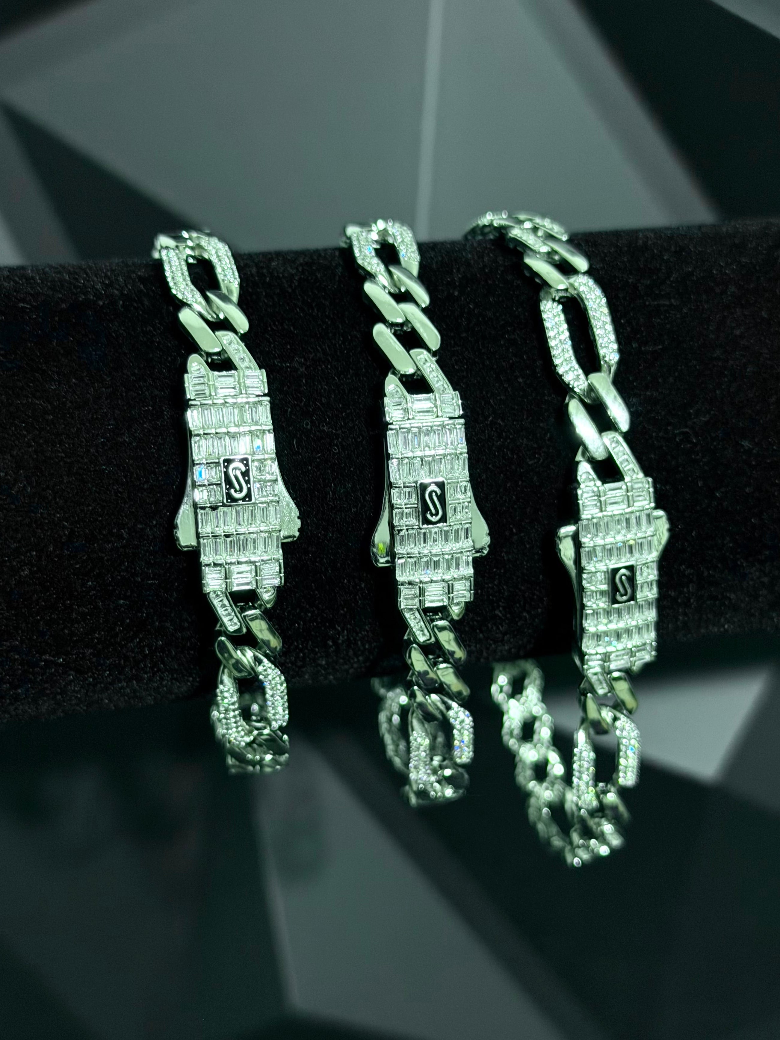 Pulsera Monaco Cartier 8mm Baguette Plata .925
