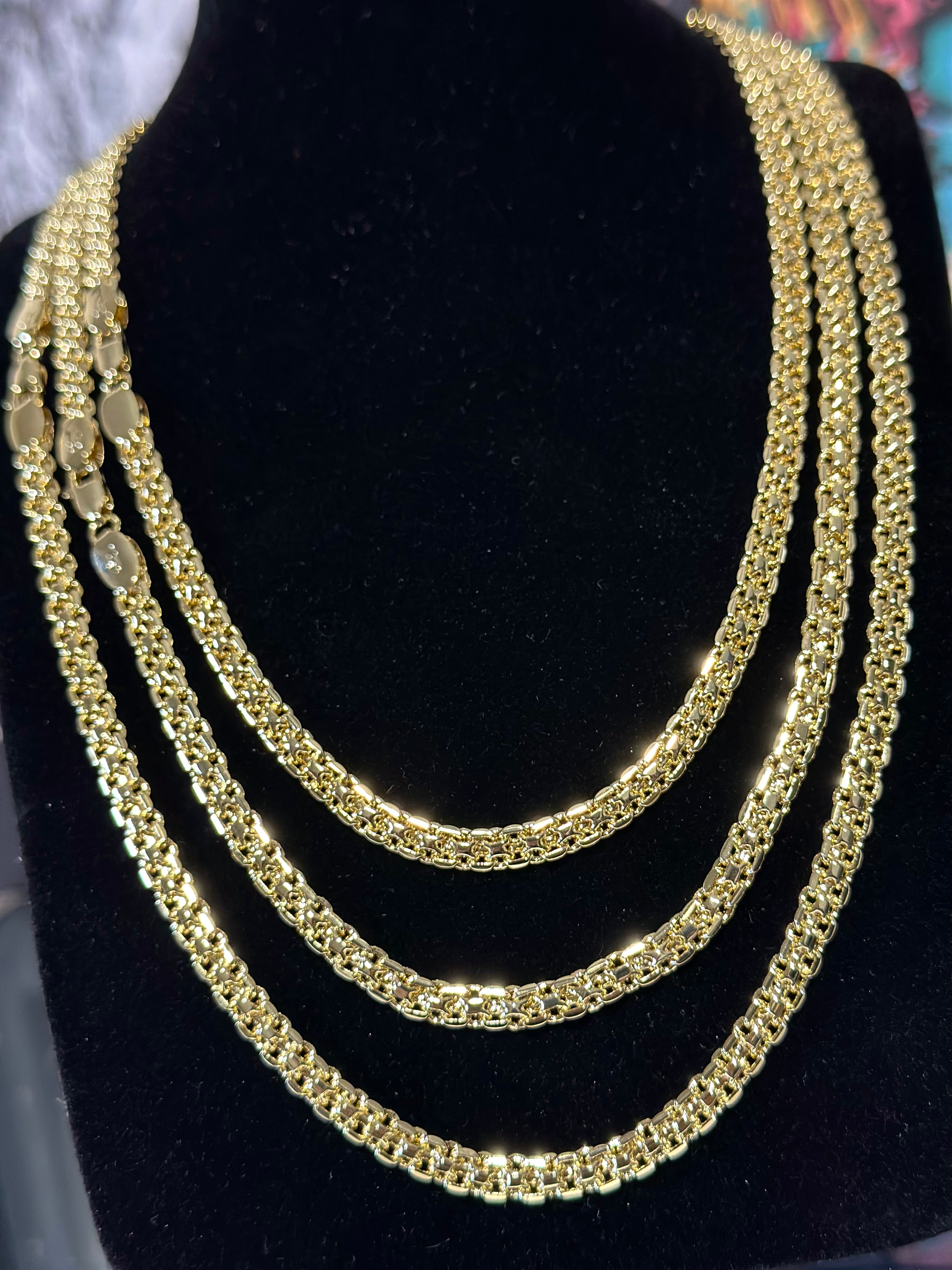 Cadena Tejido Chino 4.8mm Oro Laminado