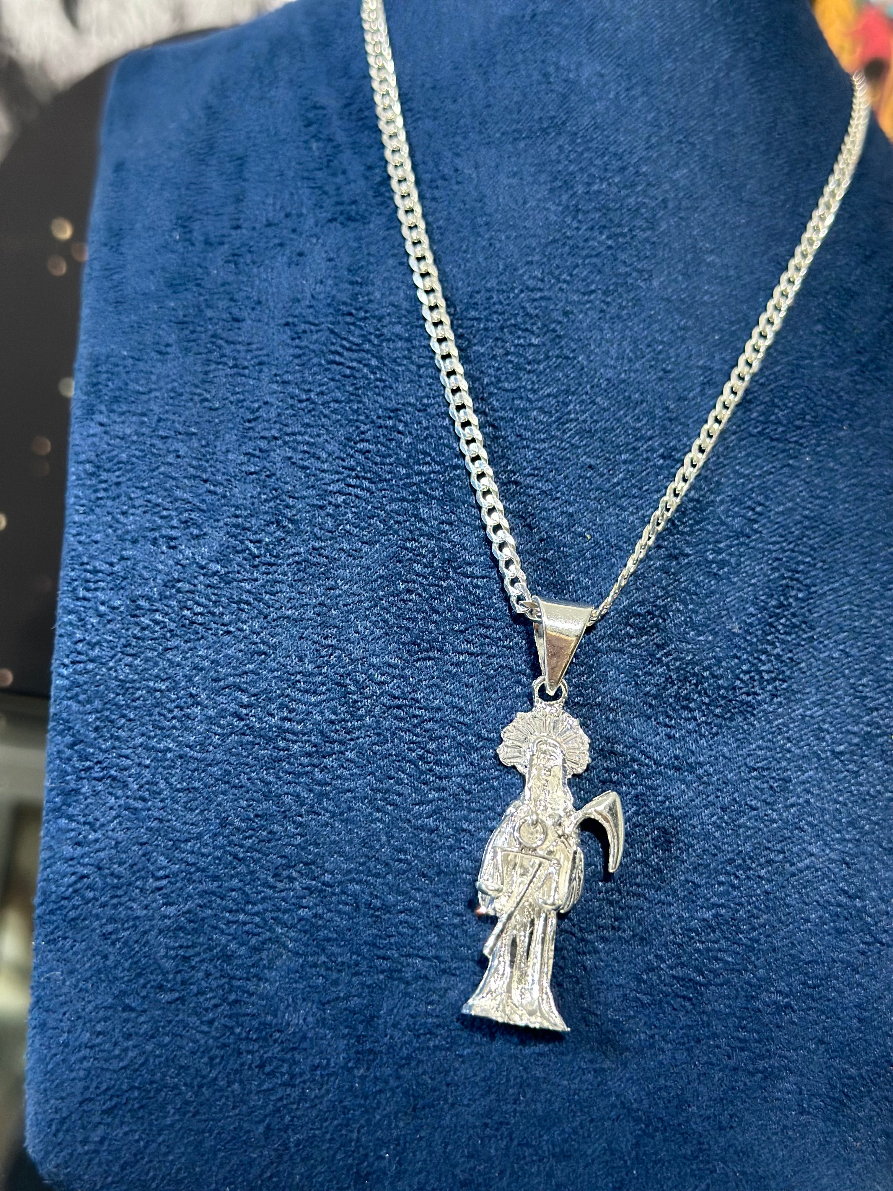 Dije Santa Muerte Baguette Chica Plata .925