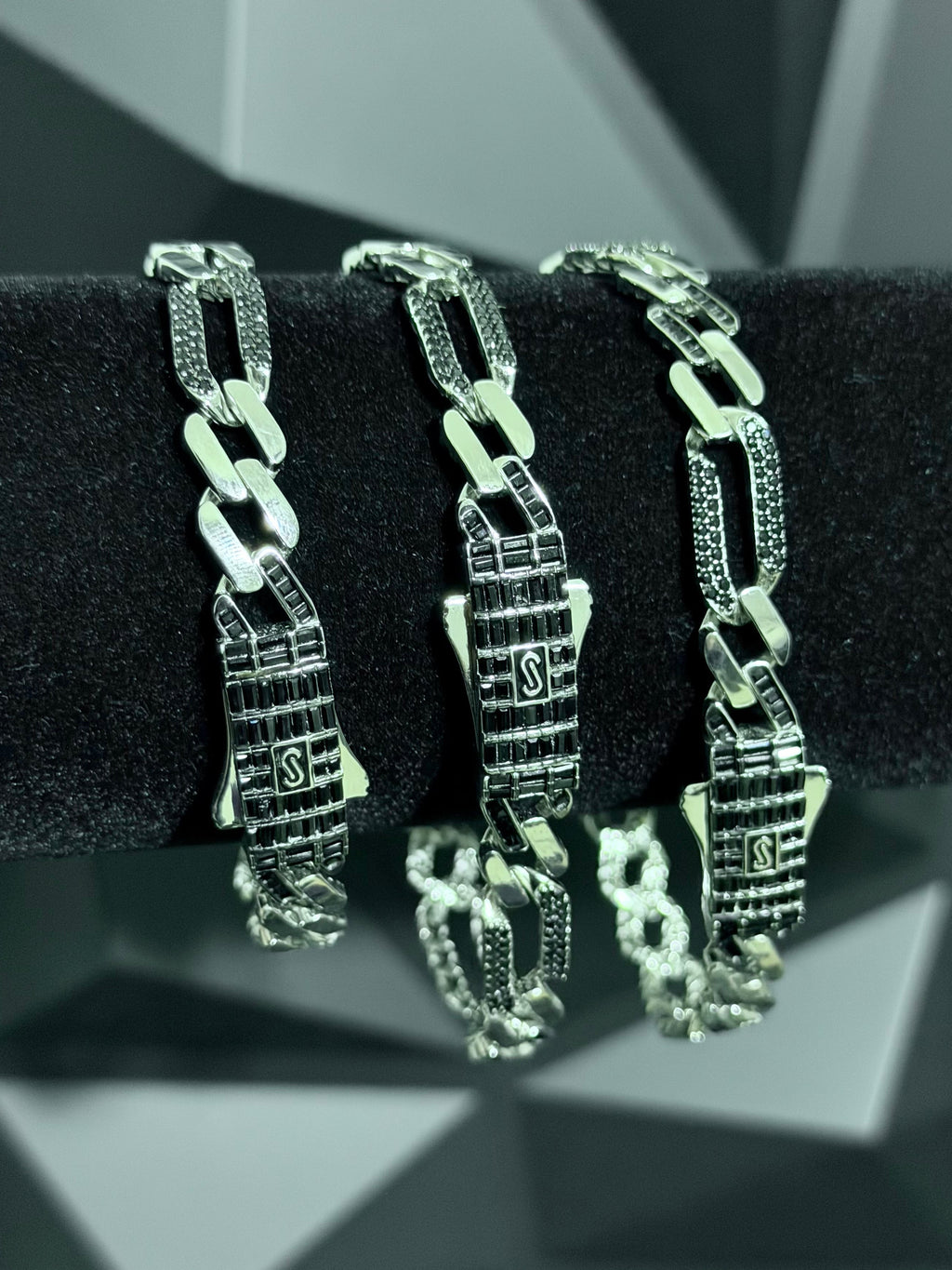 Pulsera Monaco Cartier 8mm Negra Plata .925