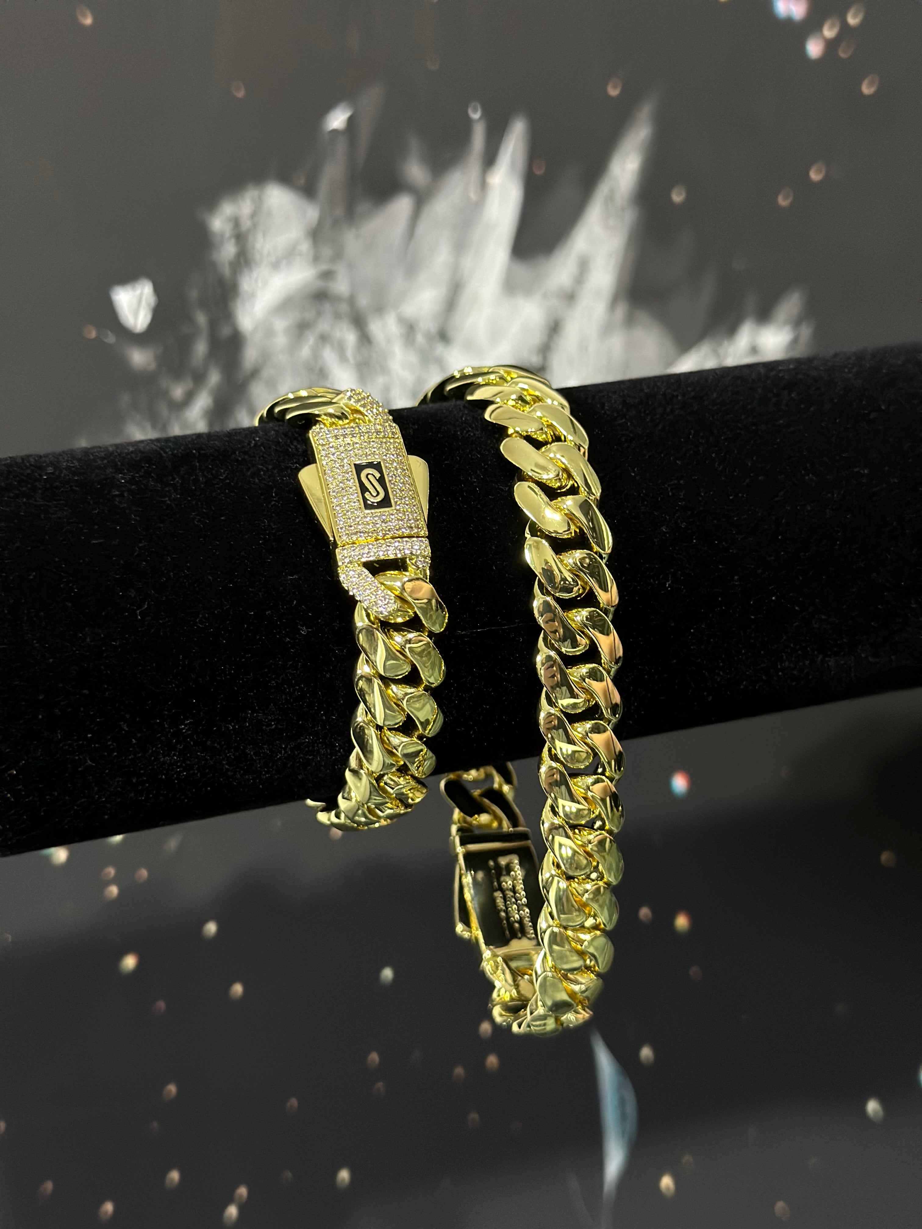 Pulsera Cubana Mónaco 12mm Oro Laminado