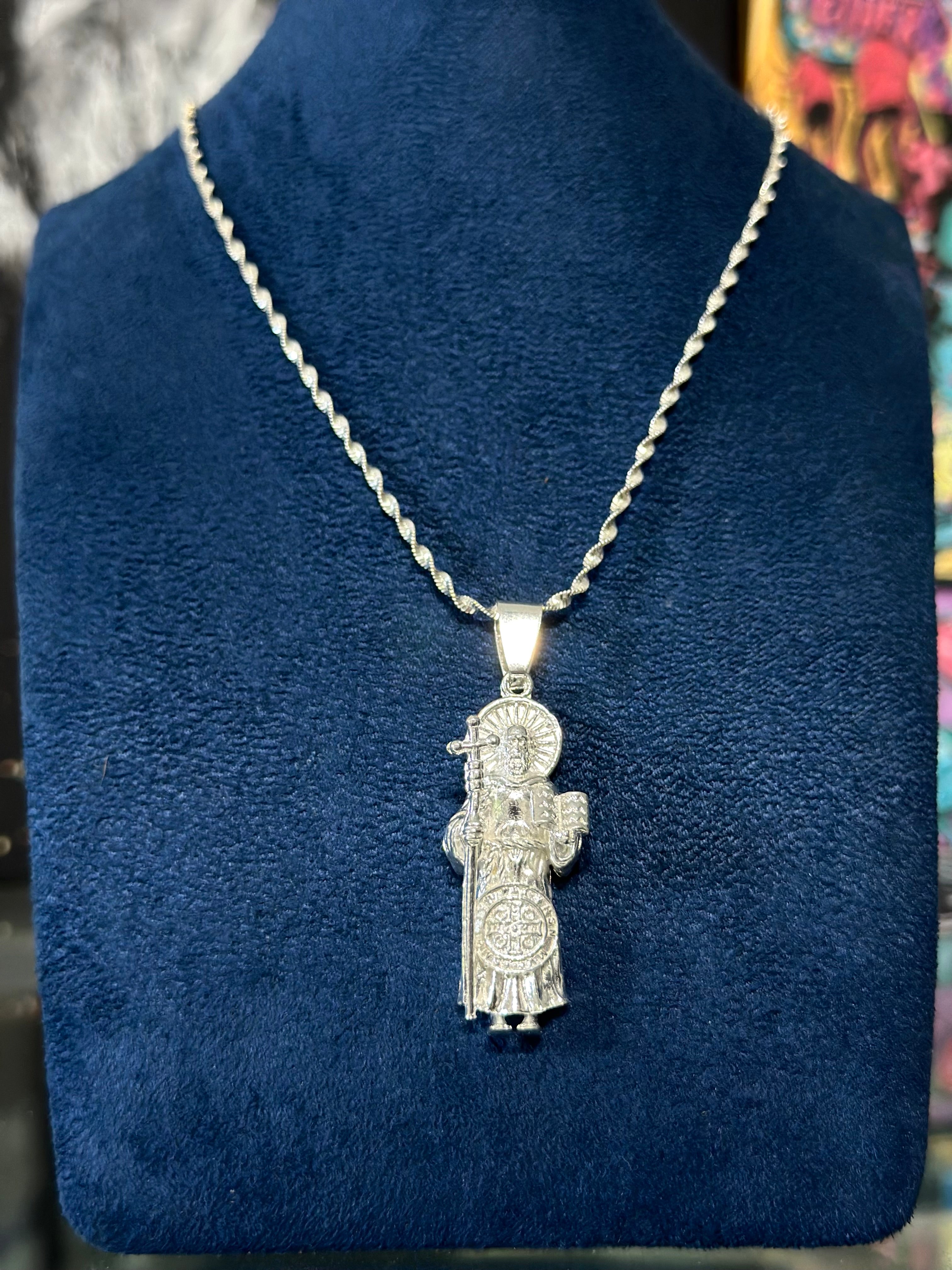 Dije San Benito Cuerpo Plata .925
