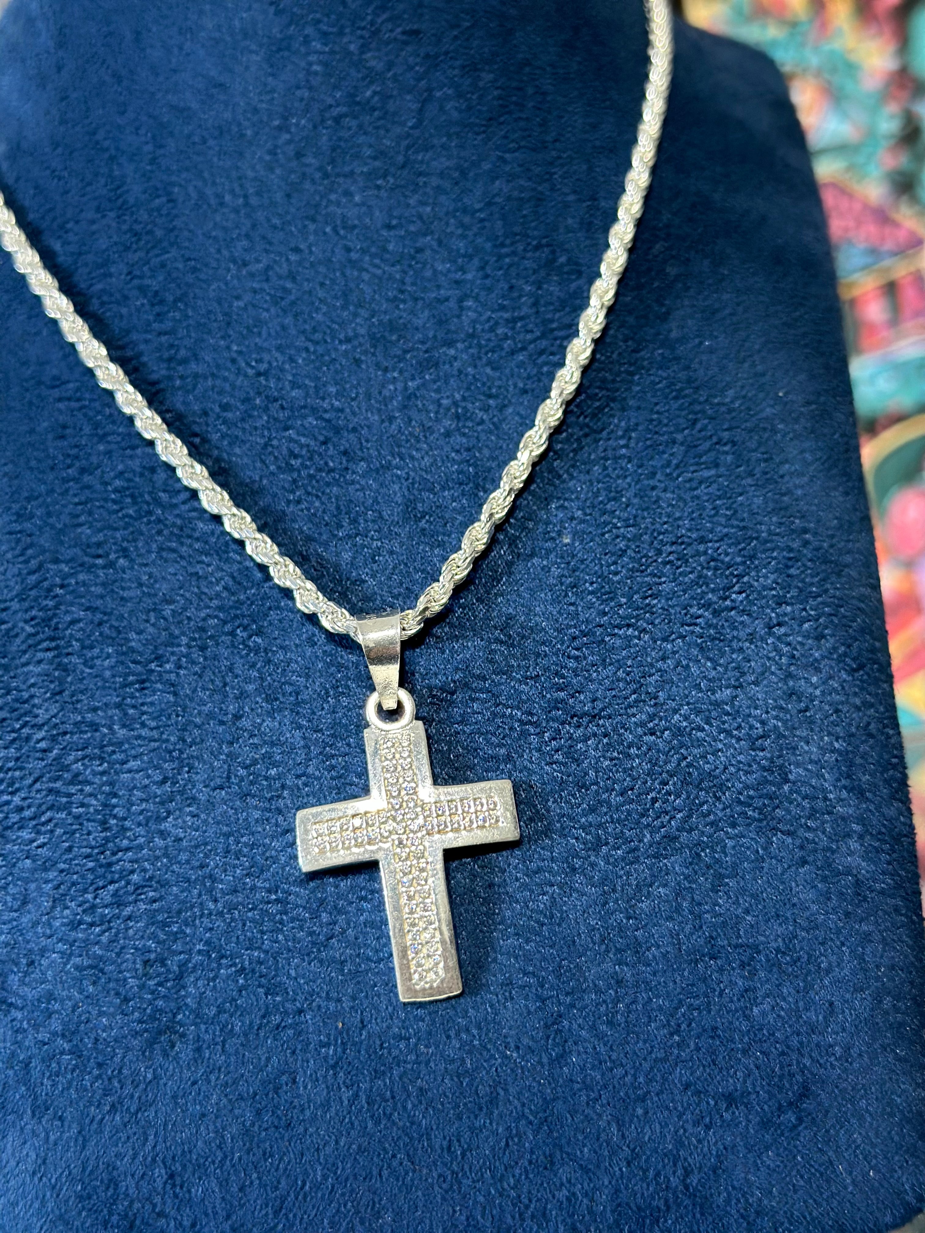 Dije Cruz 2 Hileras Plata .925