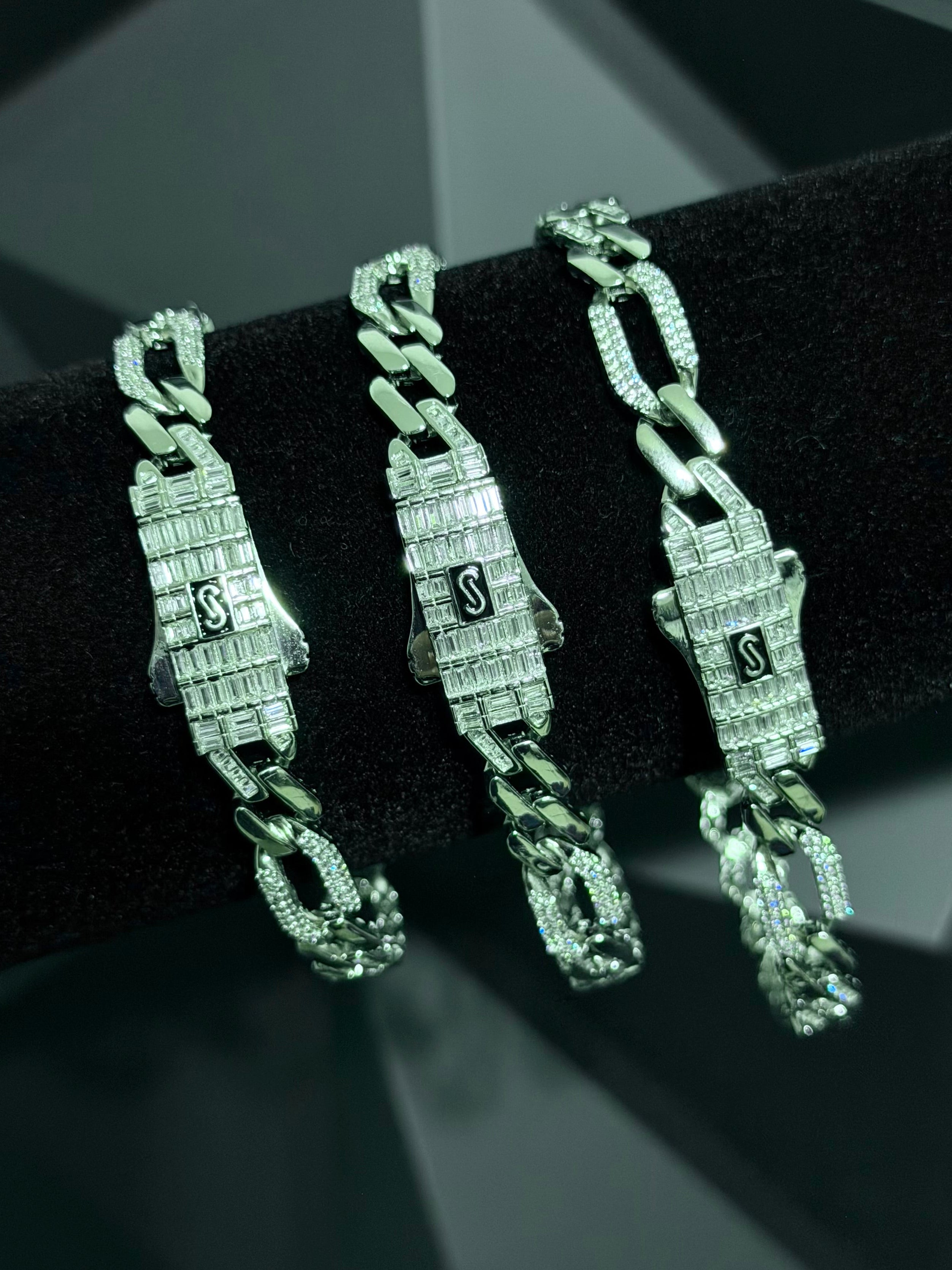 Pulsera Monaco Cartier 8mm Baguette Plata .925