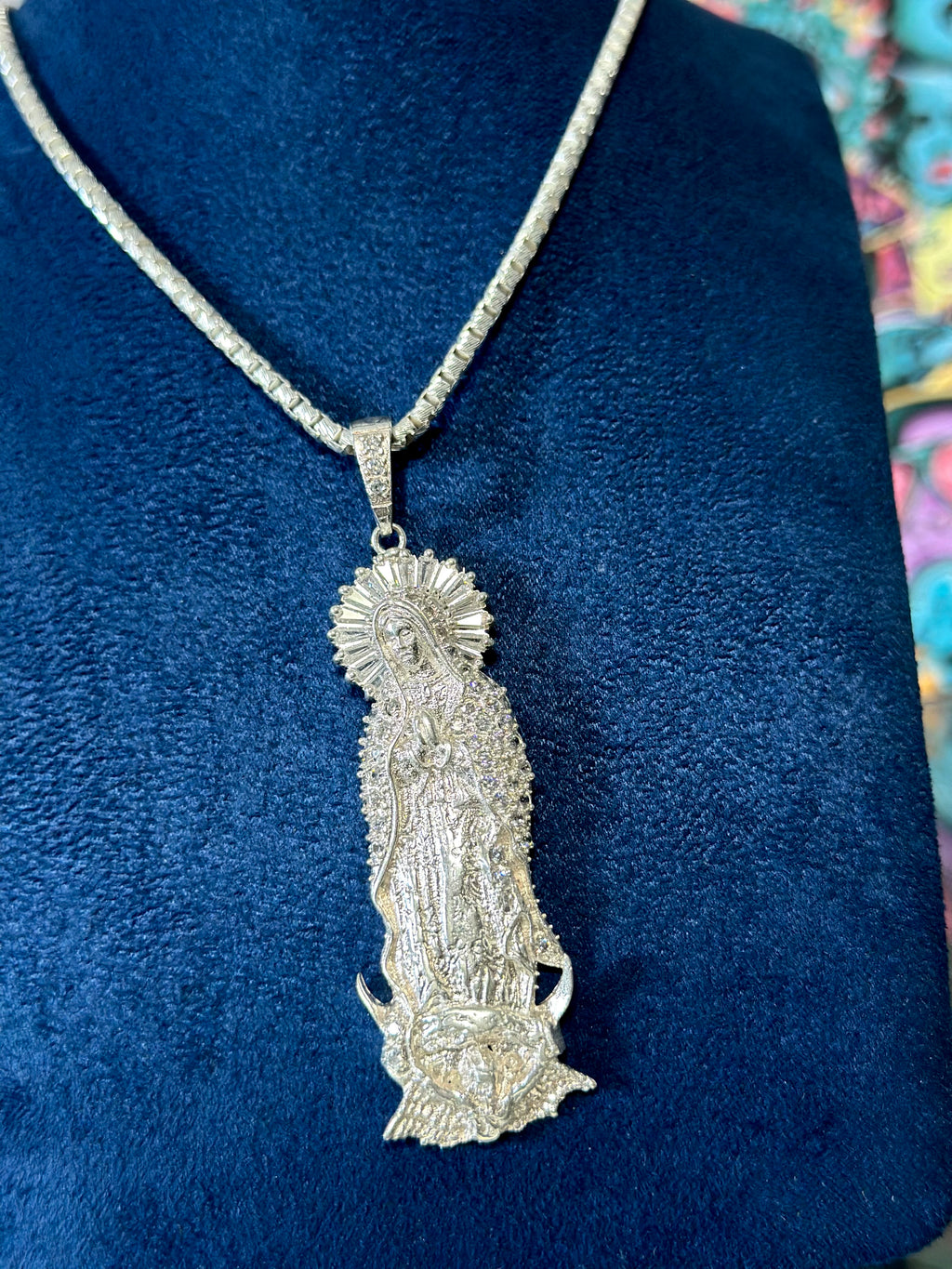 Dije Virgen Bulto Baguette Plata .925