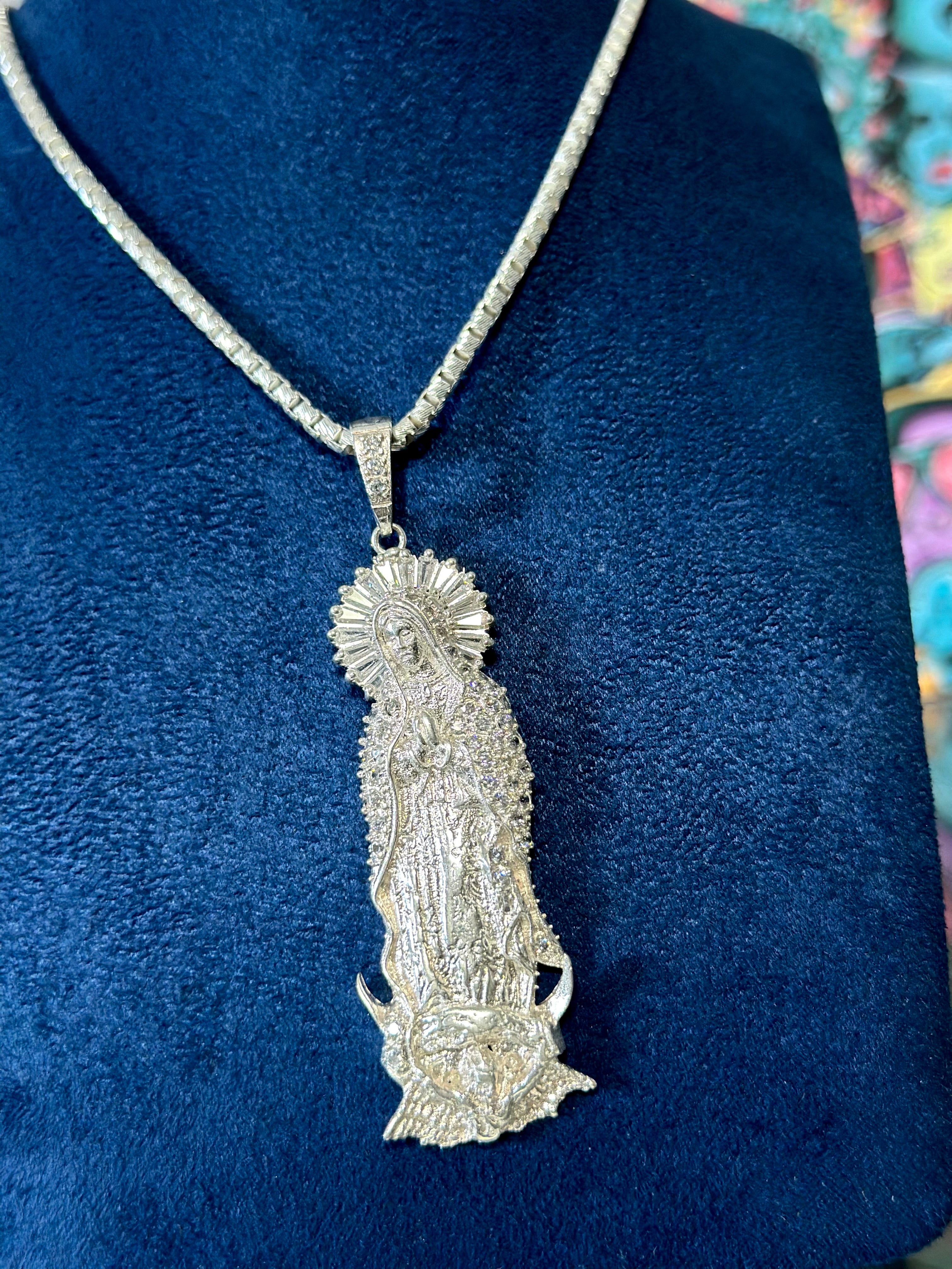 Dije Virgen Bulto Baguette Plata .925