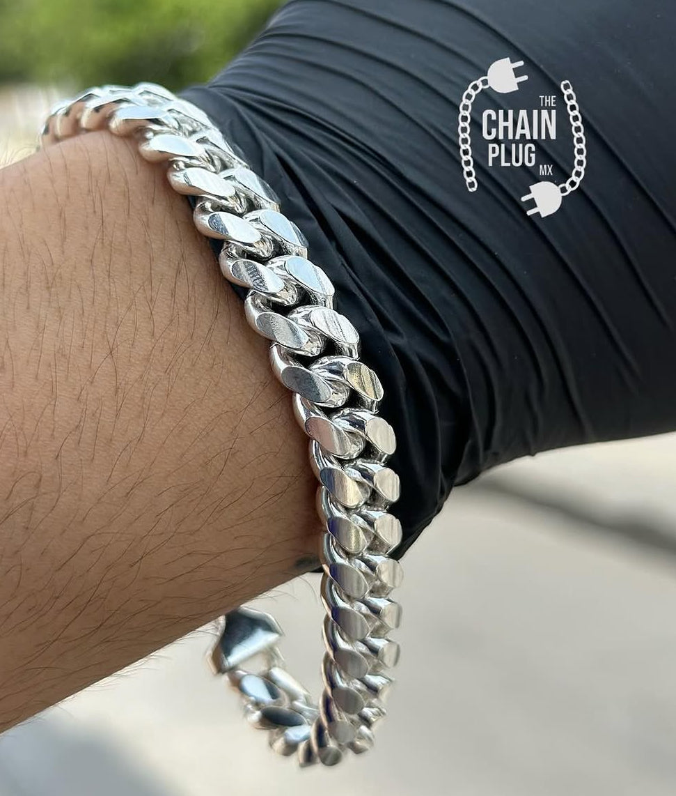 Pulsera Cubana Heavy Plata .925