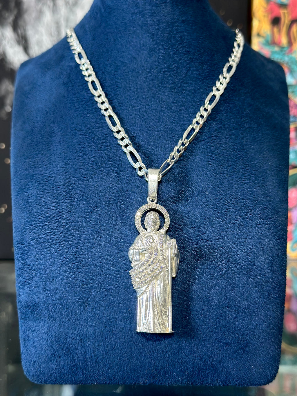 Dije San Judas Manto Blanco Plata .925