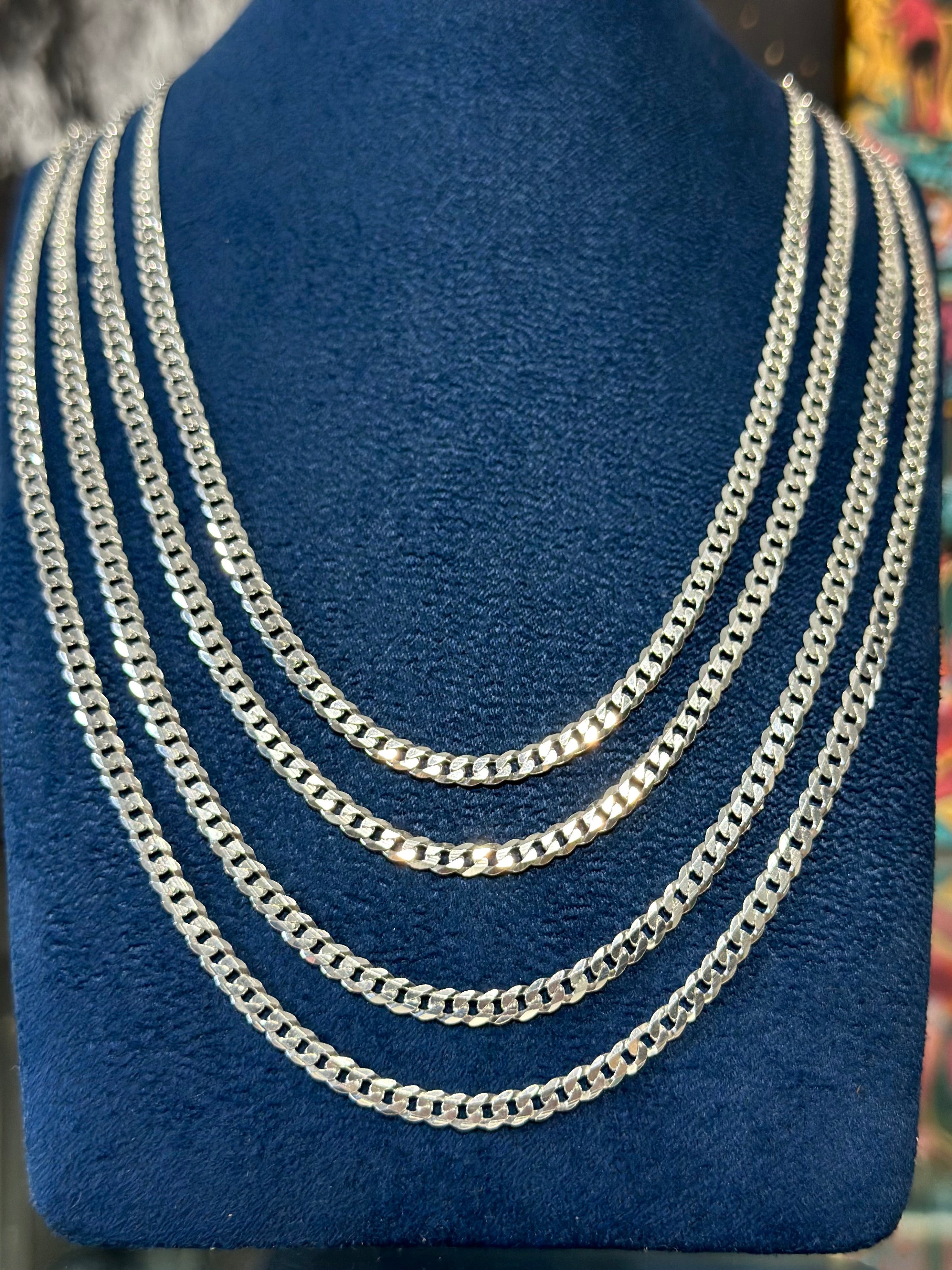 Cadena Cubana Lisa 4mm Plata .925