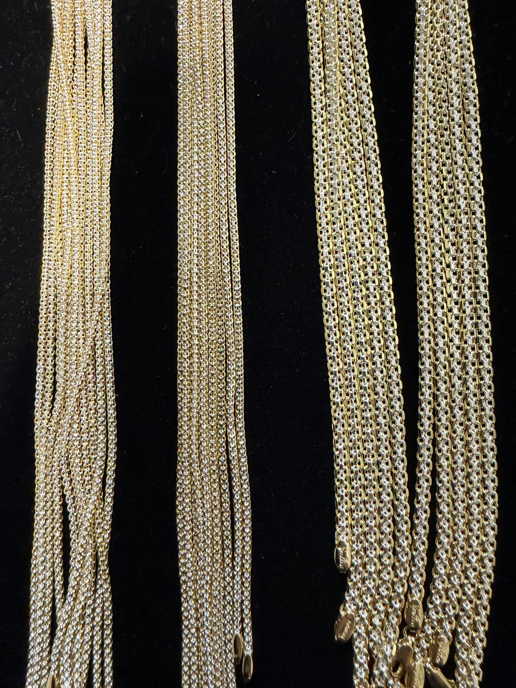 Cadena Tejido Chino Bitono Oro Laminado