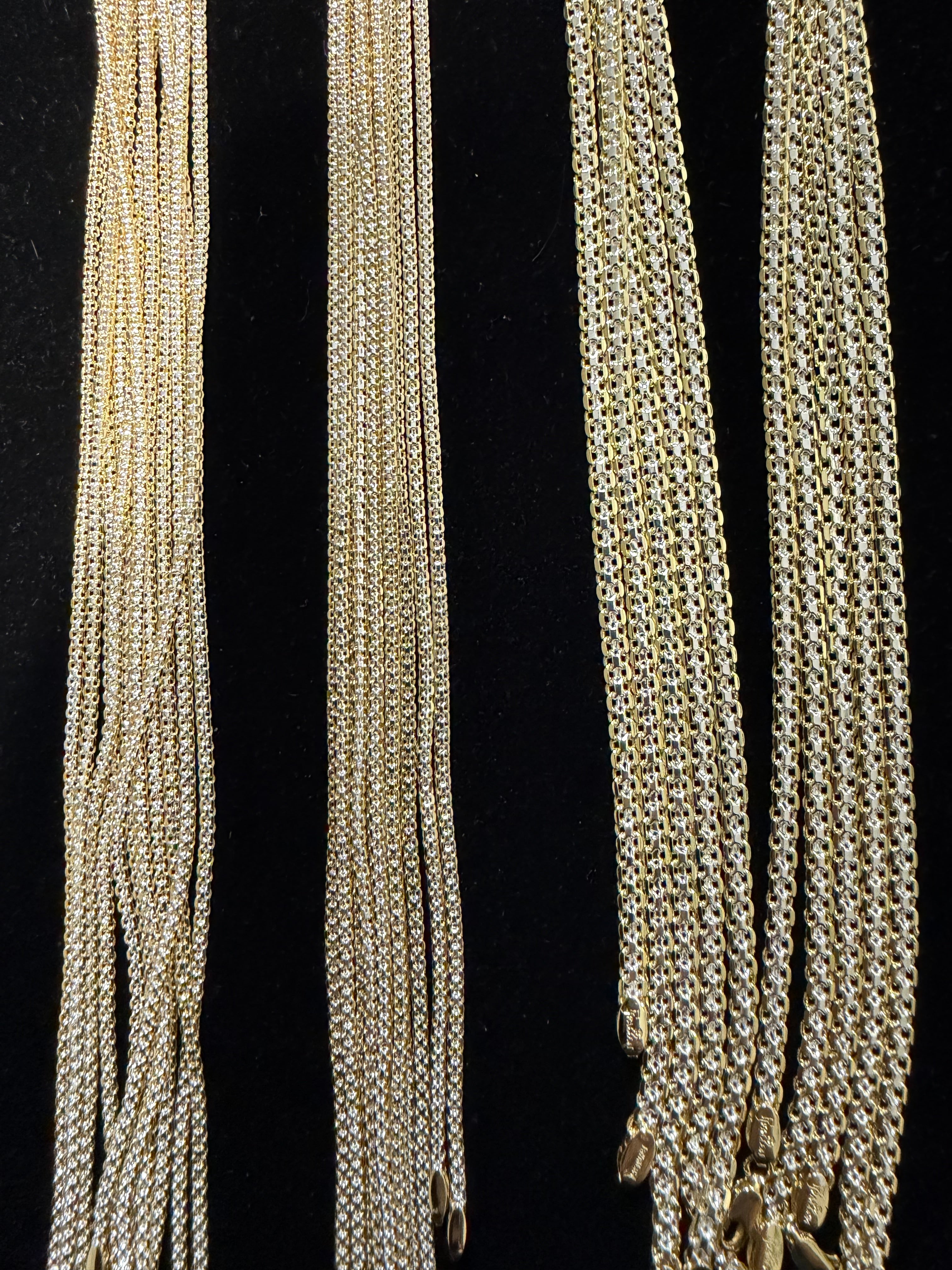 Cadena Tejido Chino Bitono Oro Laminado