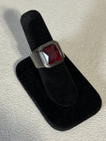 Anillo Piedra Roja Acero