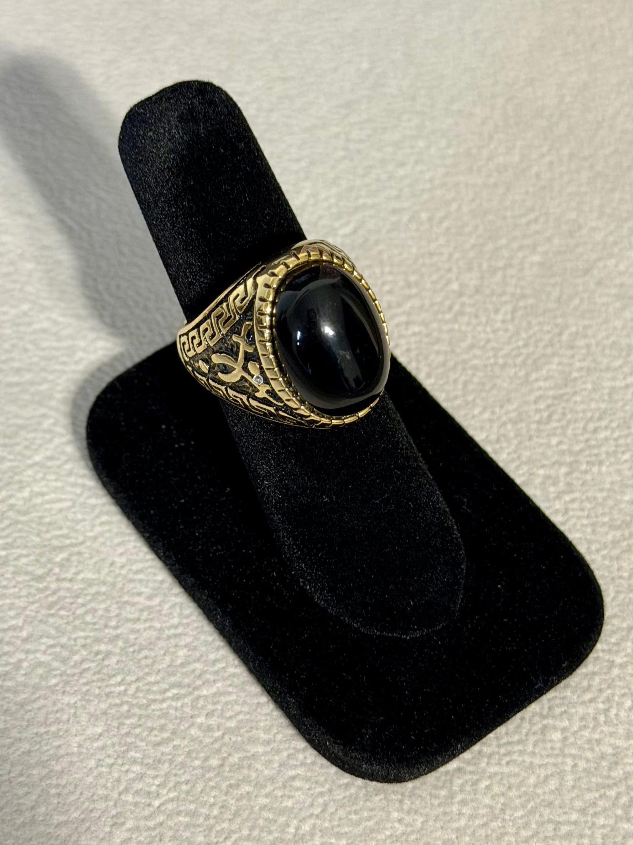 Anillo Piedra Negra Acero