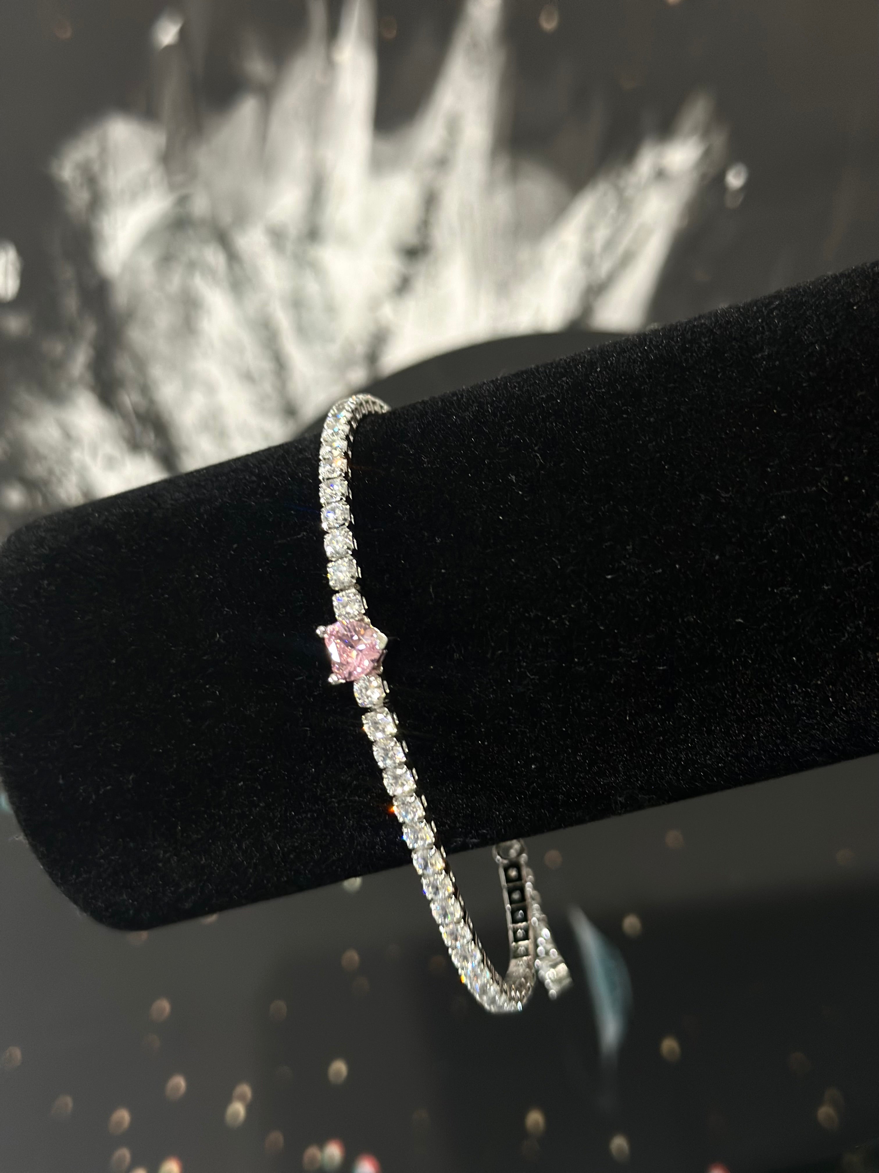 Pulsera Tennis Corazón Plata .925