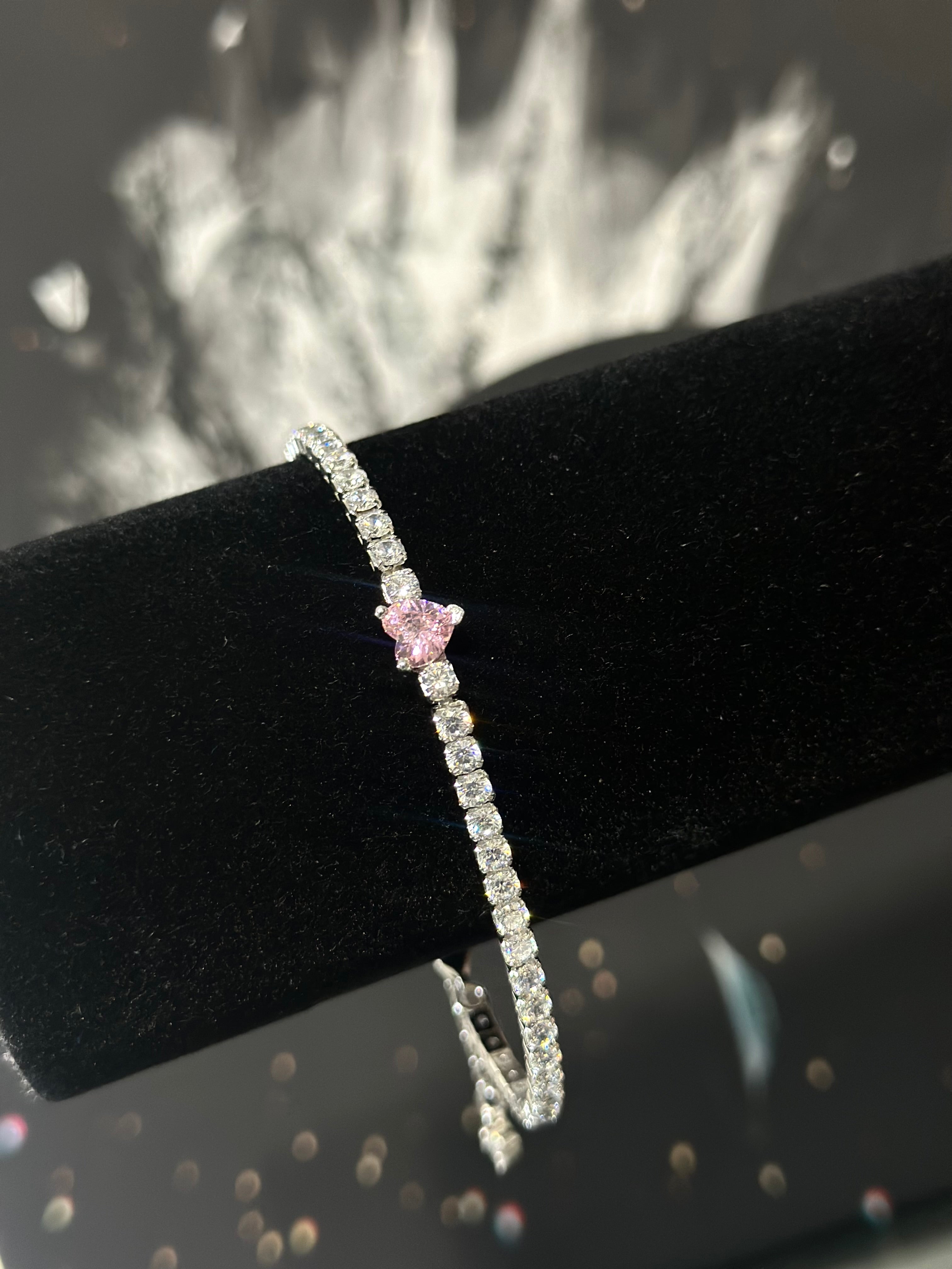 Pulsera Tennis Corazón Plata .925