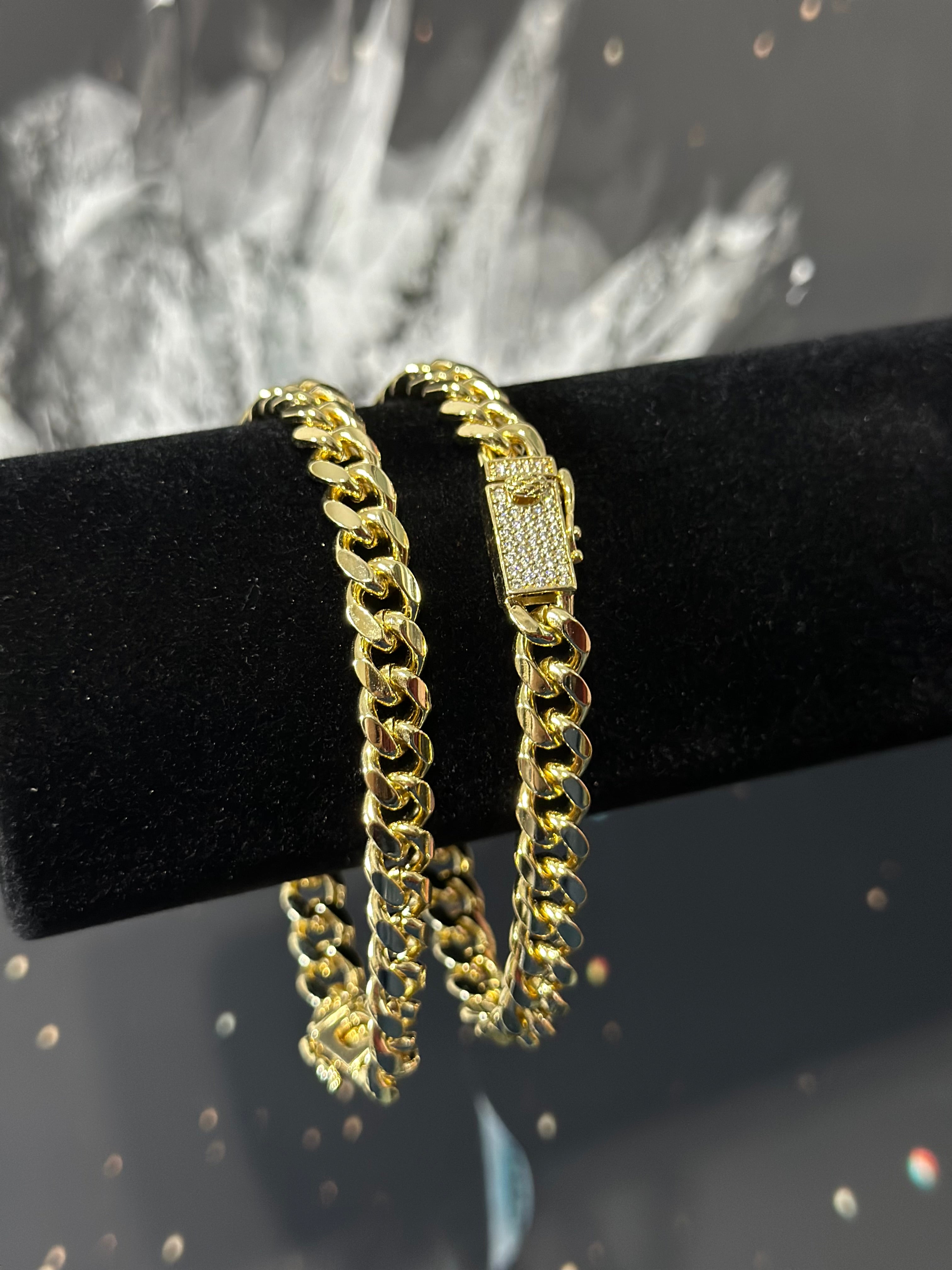 Pulso Cubano con Broche Oro Laminado