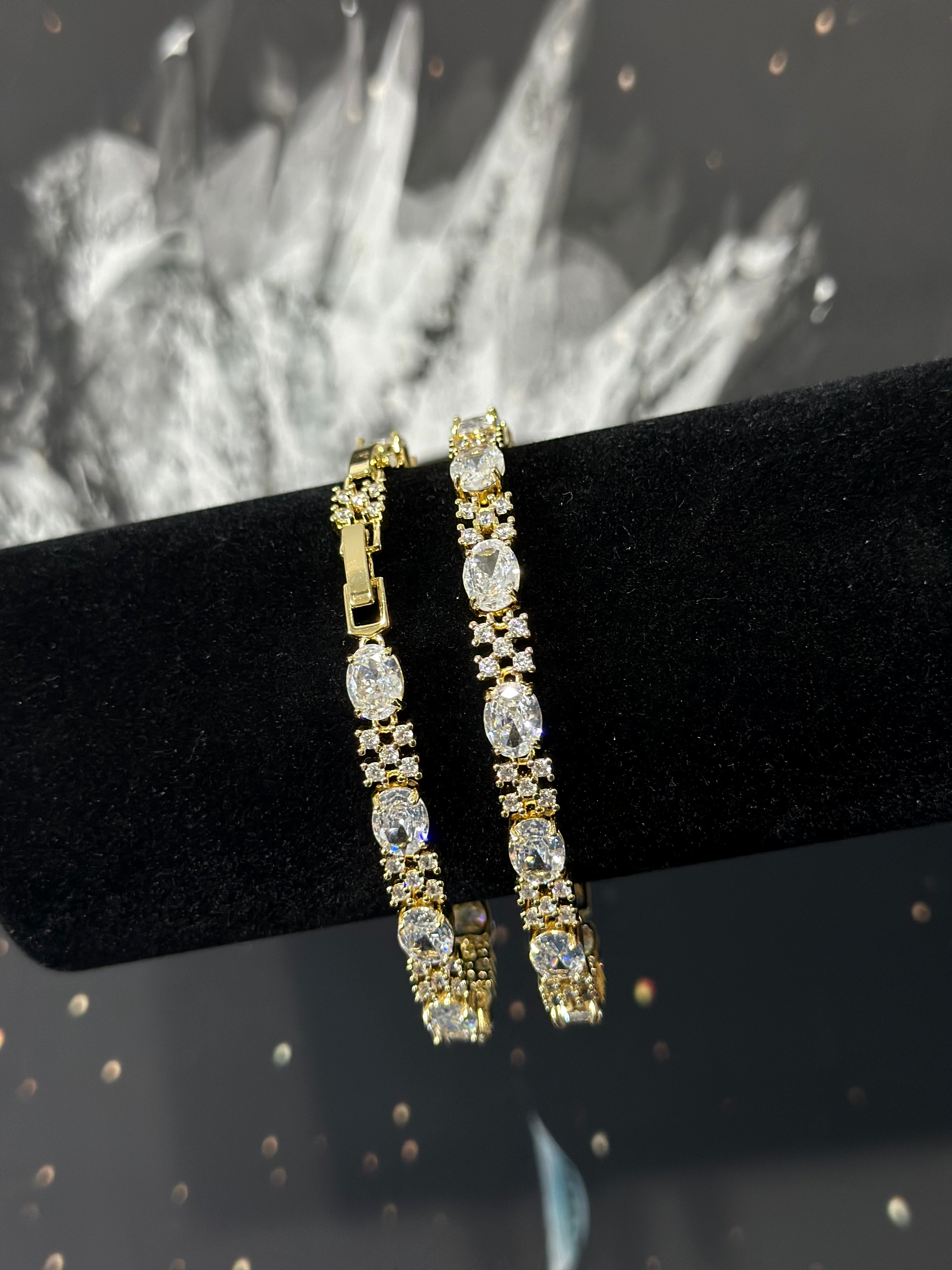 Pulso Tennis Pearl Oro Laminado