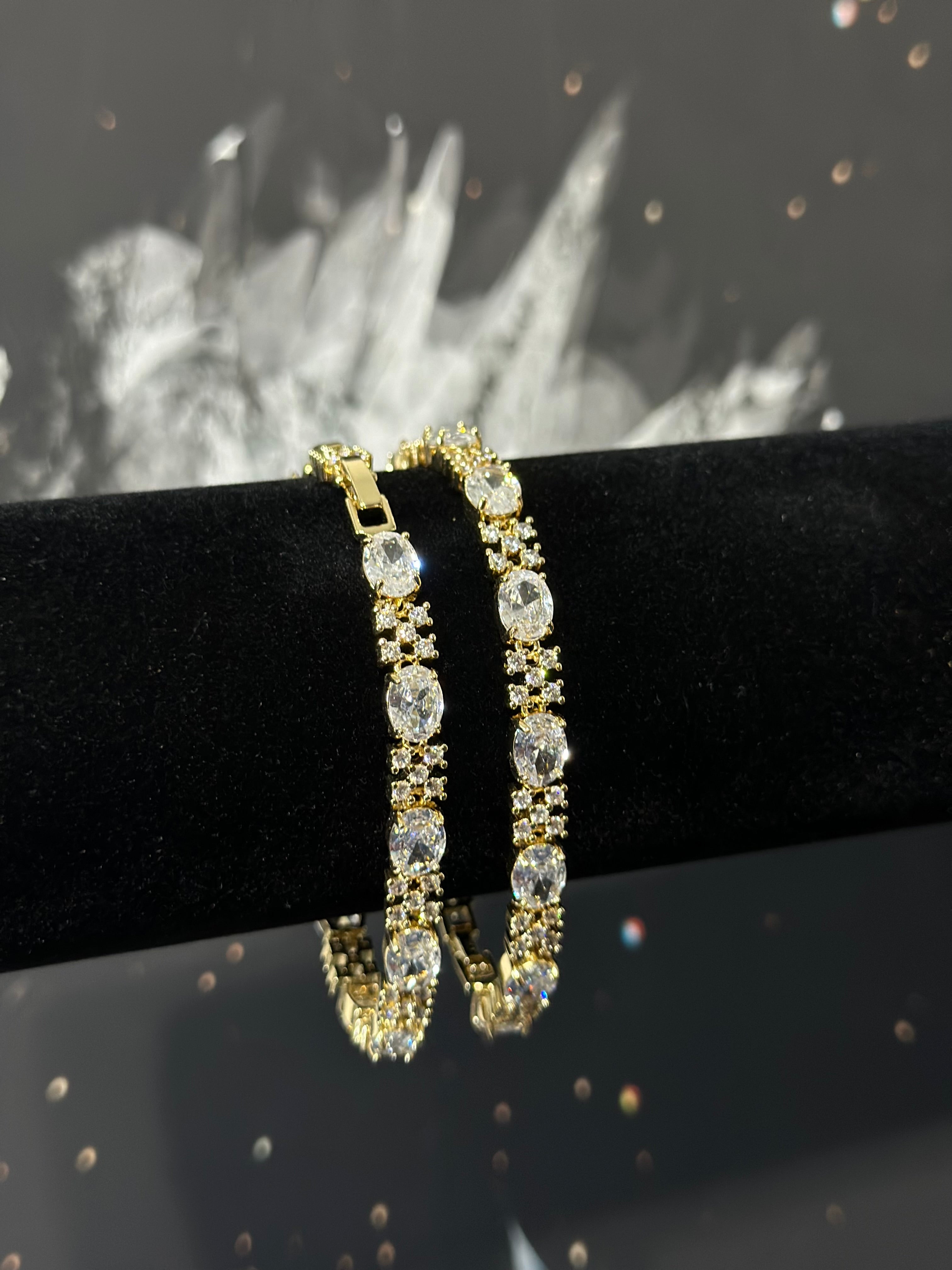 Pulso Tennis Pearl Oro Laminado